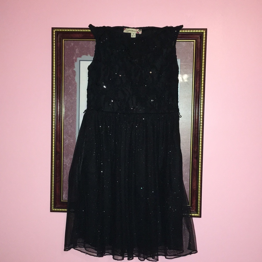 Little girls black with sequins party dress